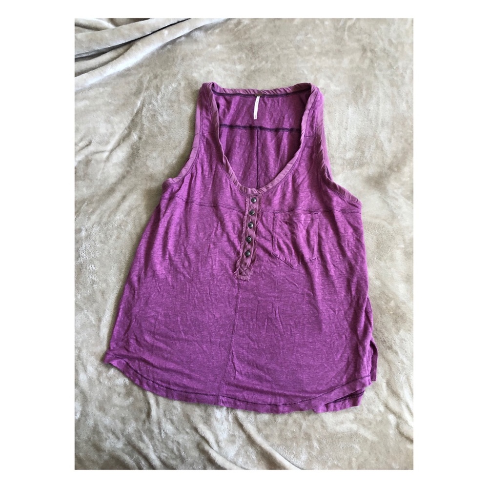 Free People 100% linen fuschia tank - EUC